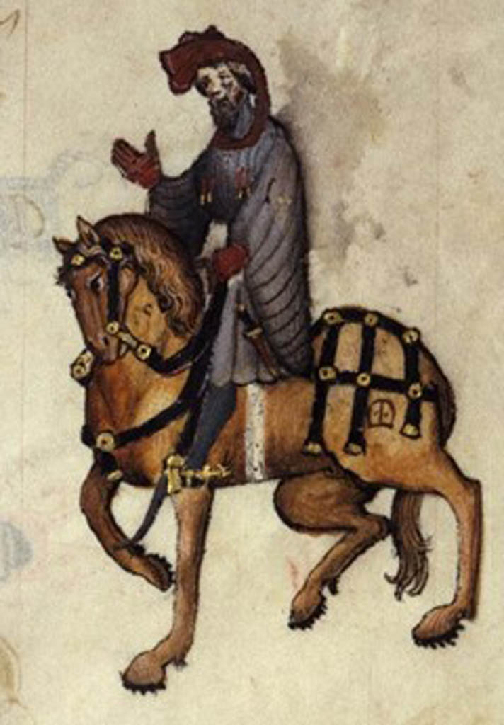 Le chevalier et son destrier dans le Manuscrit d’Ellesmere