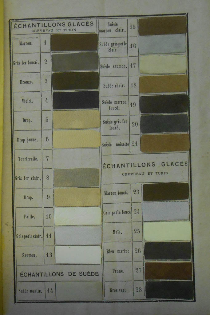 Carte des nuances d’une entreprise de ganterie de Grenoble, dernier tiers du XIXe siècle. Bibliothèque municipale de Grenoble, V3005.