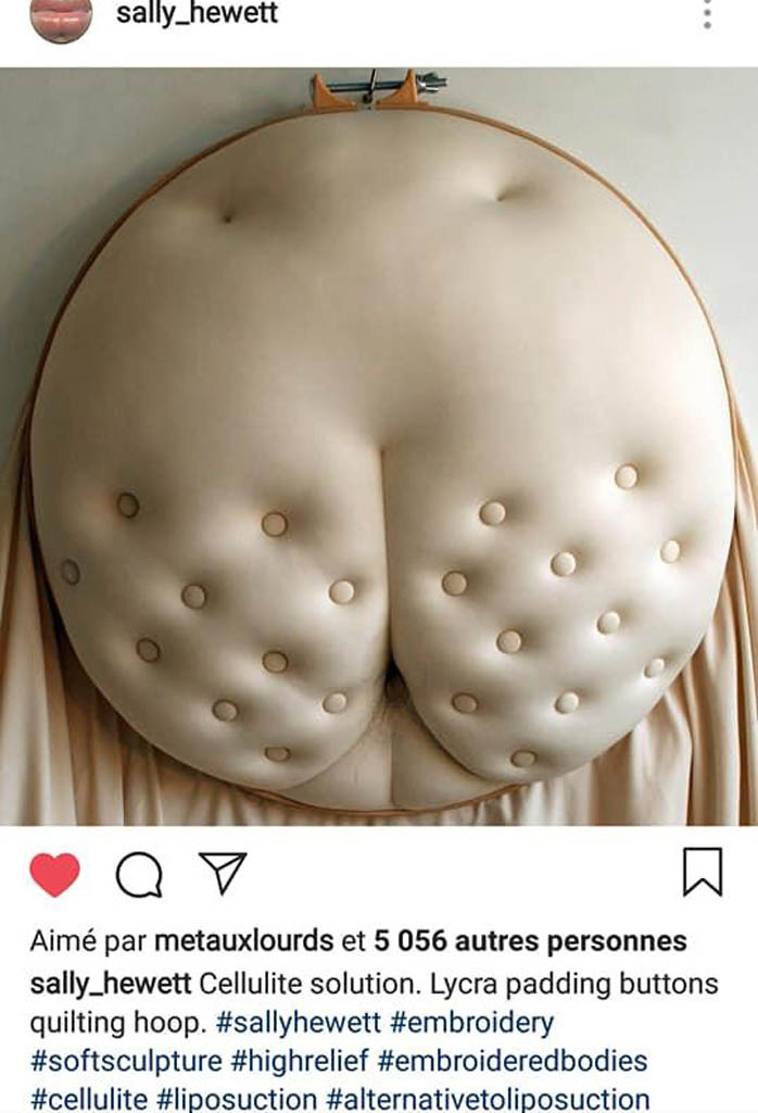 Capture d’écran de publications sur le compte Instagram de Sally Hewett où elle présente son travail textile